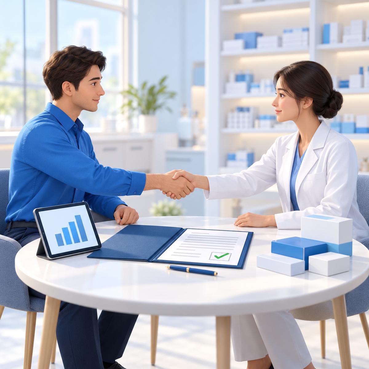 Chuyên viên B2B Sàn Nha Khoa bắt tay ký hợp đồng cung ứng vật liệu định kỳ với phòng khám